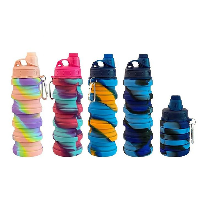 Outdoor sports silicone folding water bottle